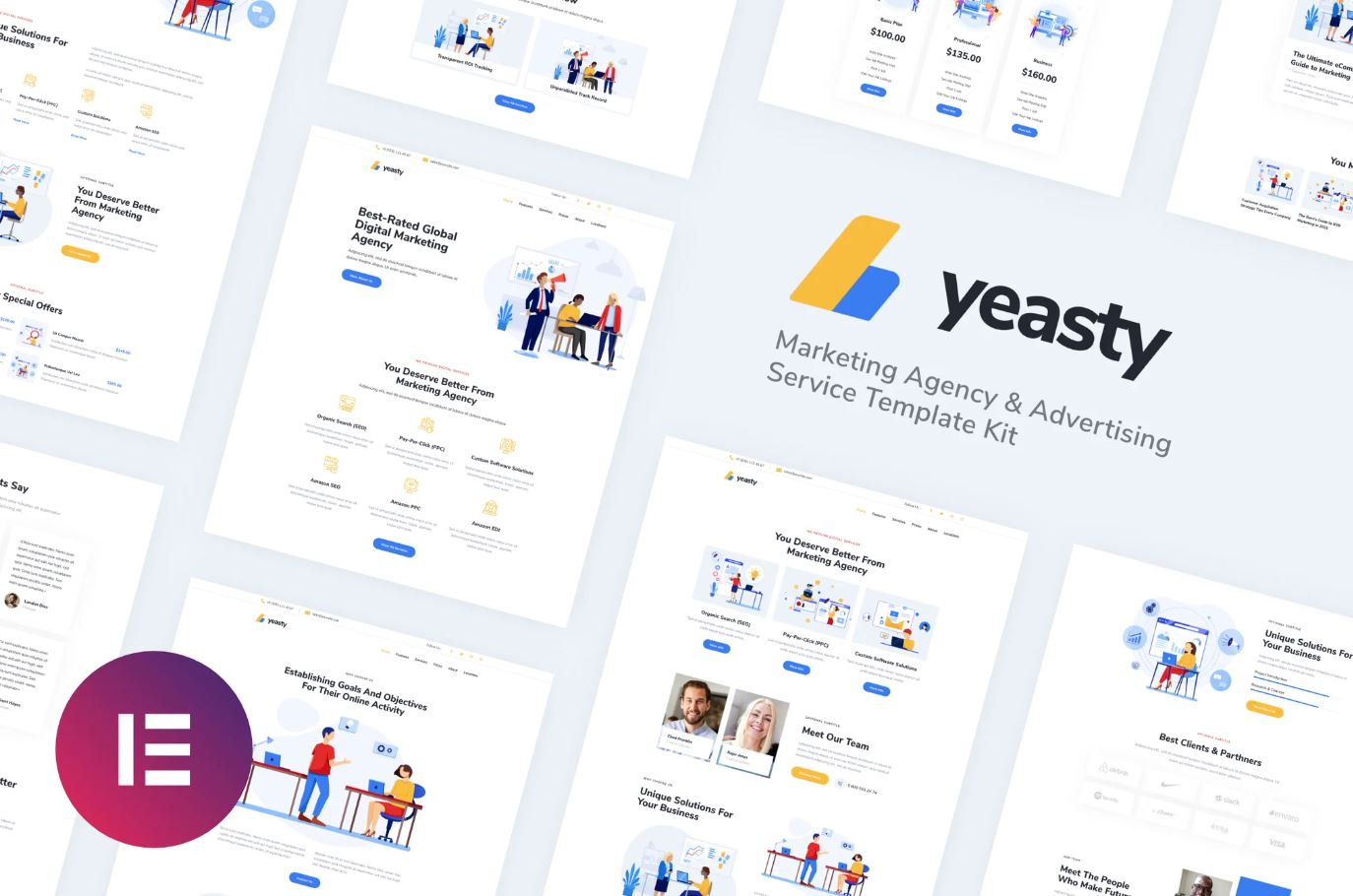 Yeasty | Marketing Agency & Advertising Service Elementor Template Kit