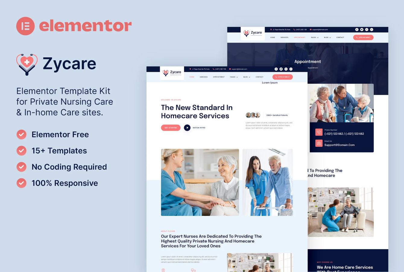 Zycare – In-home Care & Private Nursing Agency Elementor Template Kit